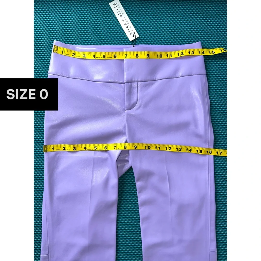Alice + Olivia Olivia Vegan Leather Bootcut Lavender Purple Pant - Picture 8 of 16